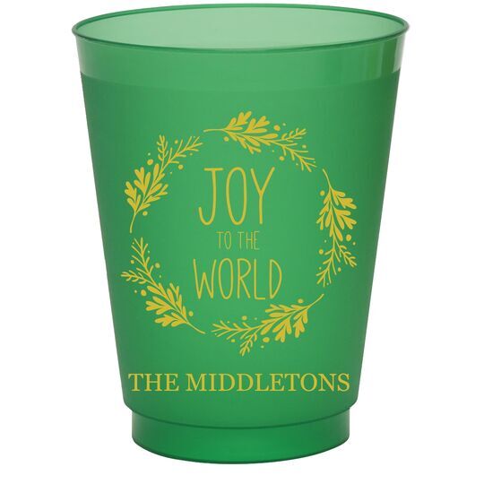 Joy to the World Wreath Colored Shatterproof Cups